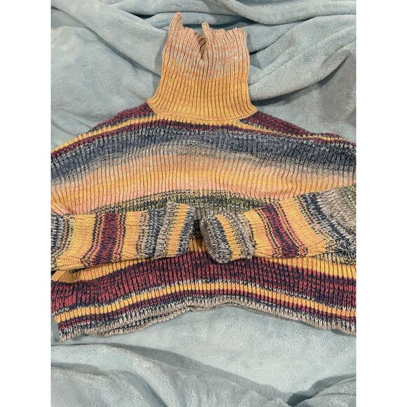 Forever 21 multicoloured striped cropped sweater with turtleneck Size M - Picture 1 of 4
